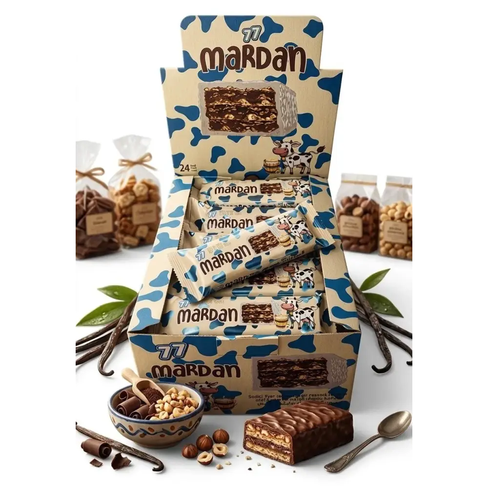 Mardan chocolate hazelnut wafer bars, box of 24